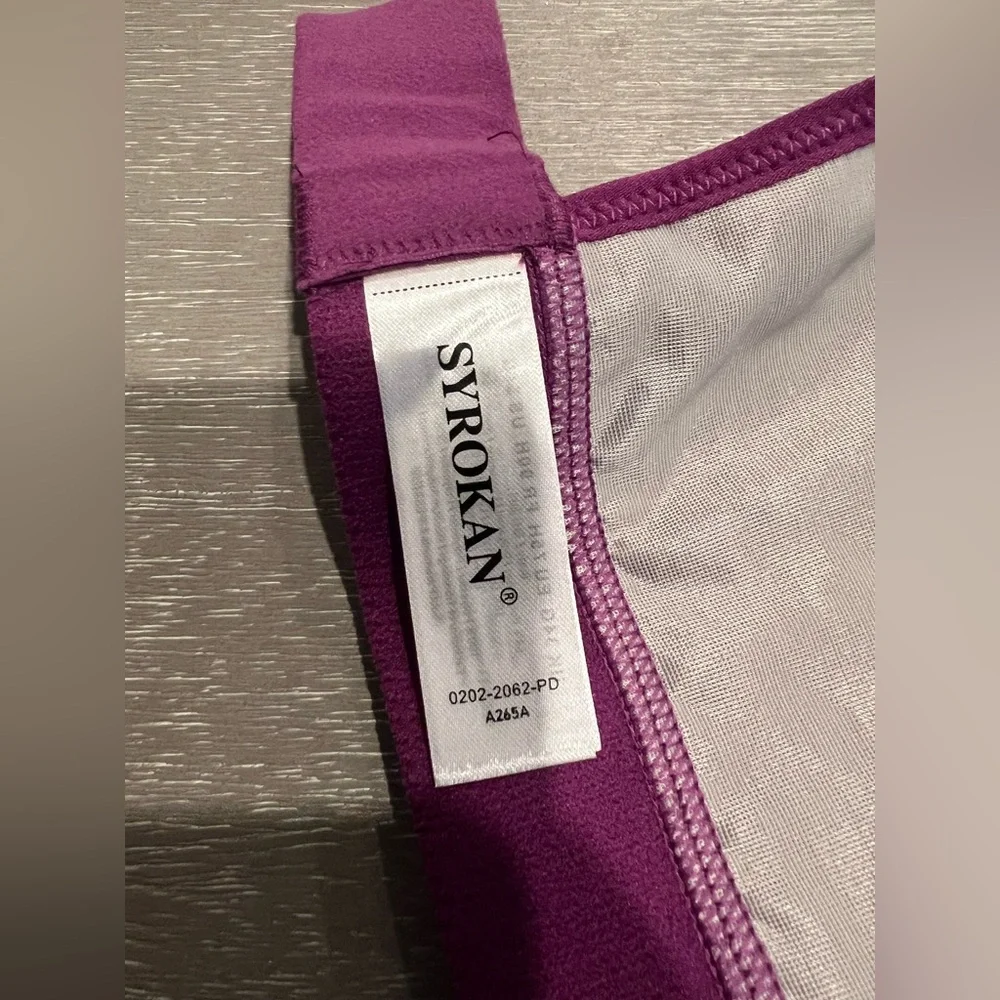 SYROKAN new purple Front adjustable padded sports bra work out bra women’s 34G - Picture 11 of 13